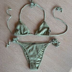 TRIANGL Textured Olive Green Bikini Set